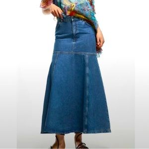 NEW ZARA denim mermaid midi skirt